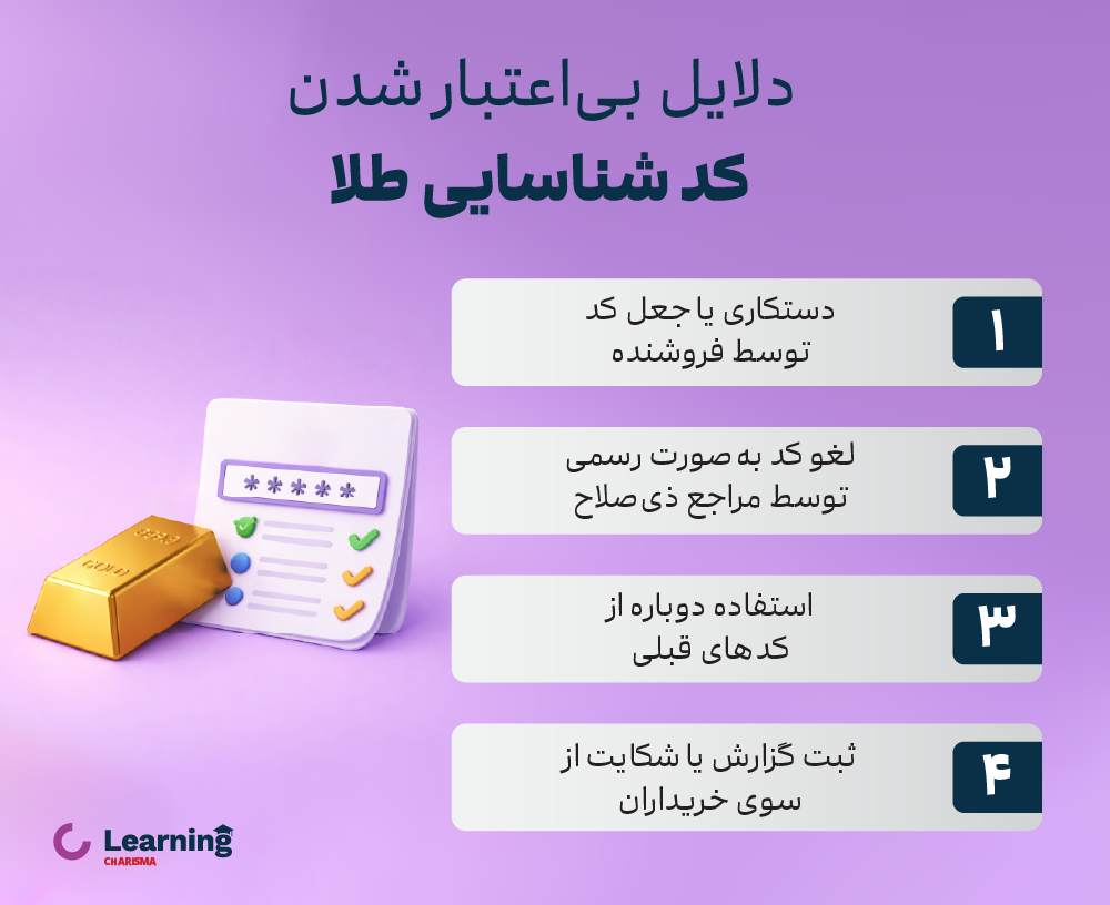 دلایل بی اعتبار شدن کد شناسایی طلا