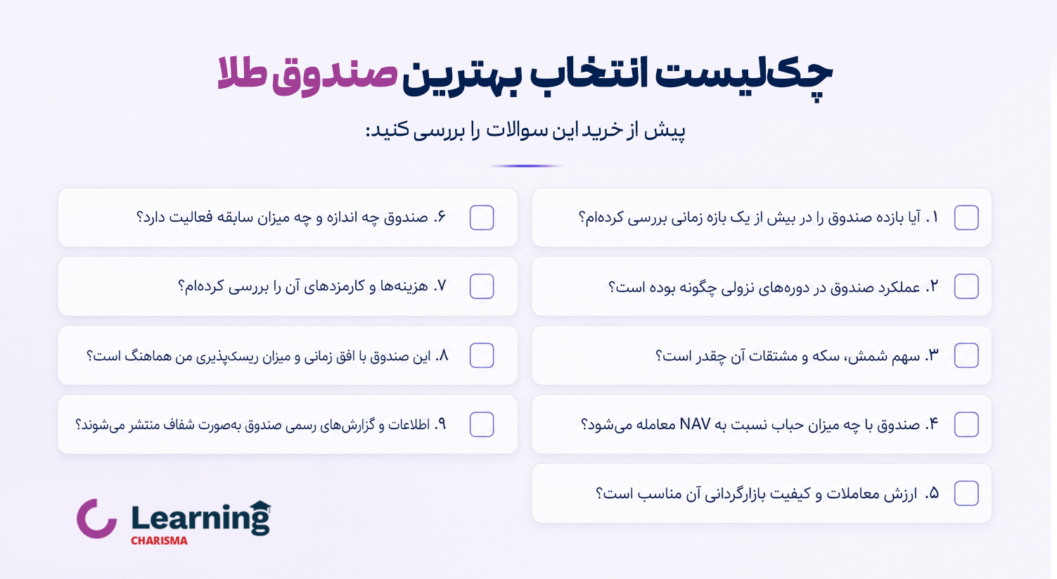 چکلیست انتخاب بهترین صندوق طلا