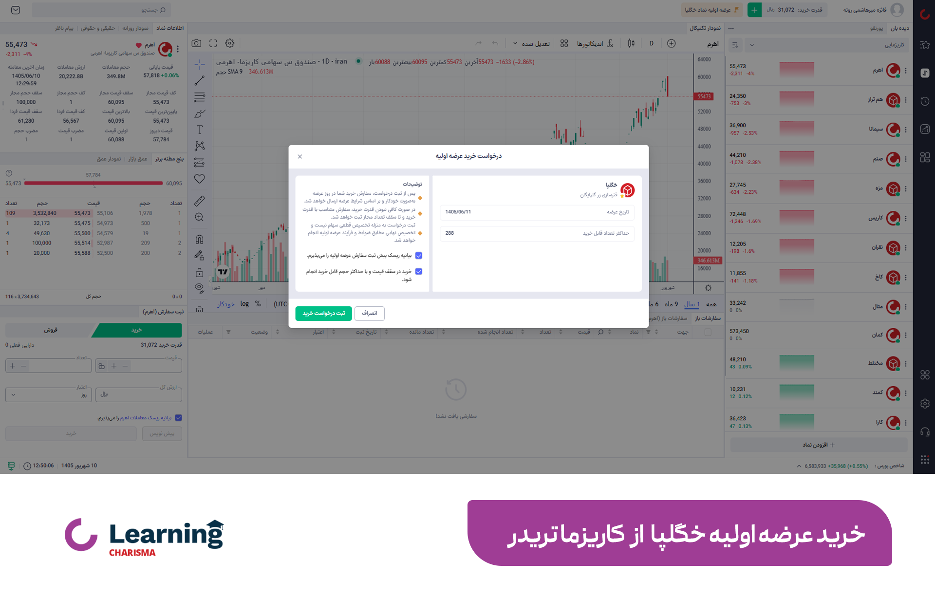 خرید عرضه اولیه خگلپا از کاریزما تریدر
