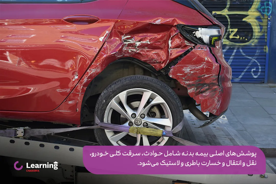 پوشش‌های اصلی بیمه‌نامه بدنه شامل حوادث، سرقت کلی خودرو، نقل و انتقال و خسارت باطری و لاستیک می‌شود.